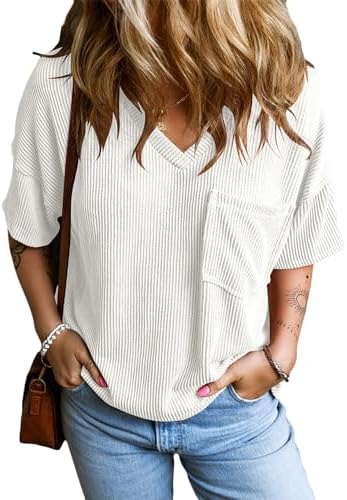 EVALESS Womens Summer Tops Oversized T Shirts Short Sleeve Blouses for Women Dressy Casual Work Outfits