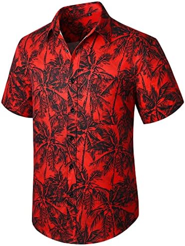 Enlison Men’s Hawaiian Shirt Short Sleeve Casual Summer Beach Aloha Shirt Floral Button Down Tropical Hawaii Shirts