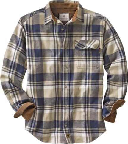 Legendary Whitetails Men’s Buck Camp Flannel, Long Sleeve Plaid Button Down Casual Shirt, Corduroy Cuffs