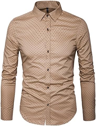 MUSE FATH Men’s Printed Cotton Casual Long Sleeve Regular Fit Dress Shirt