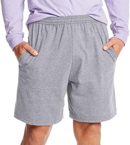 Hanes Men’s Athletic Shorts, Favorite Cotton Jersey Shorts, Pull-On Knit Shorts with Pockets, Knit Gym Shorts, 7.5″ Inseam