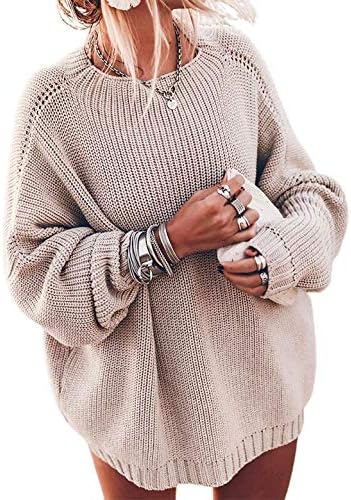 Ugerlov Women’s Oversized Sweaters Batwing Sleeve Mock Neck Jumper Tops Chunky Knit Pullover Sweater